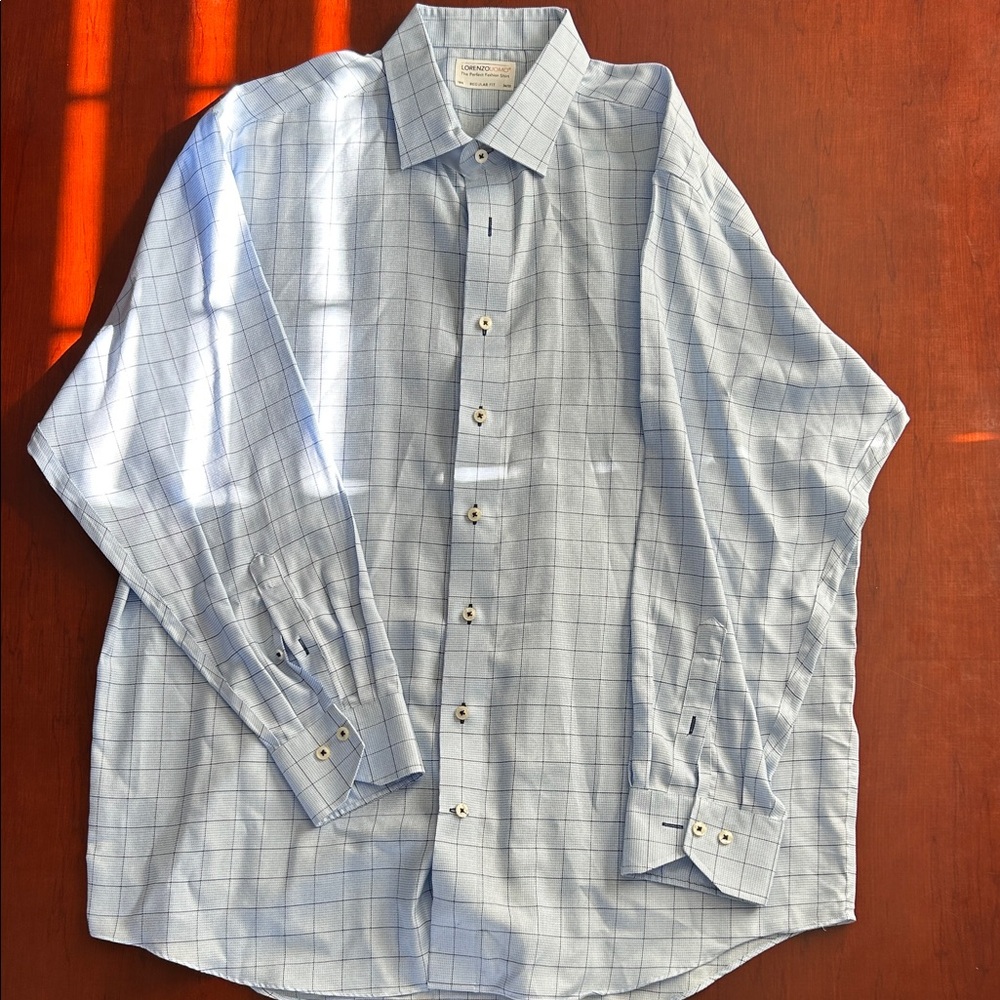 Lorenzo Uomo Light Blue Plaid Dress Shirt